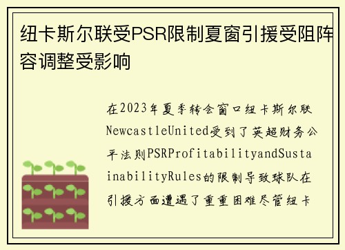 纽卡斯尔联受PSR限制夏窗引援受阻阵容调整受影响
